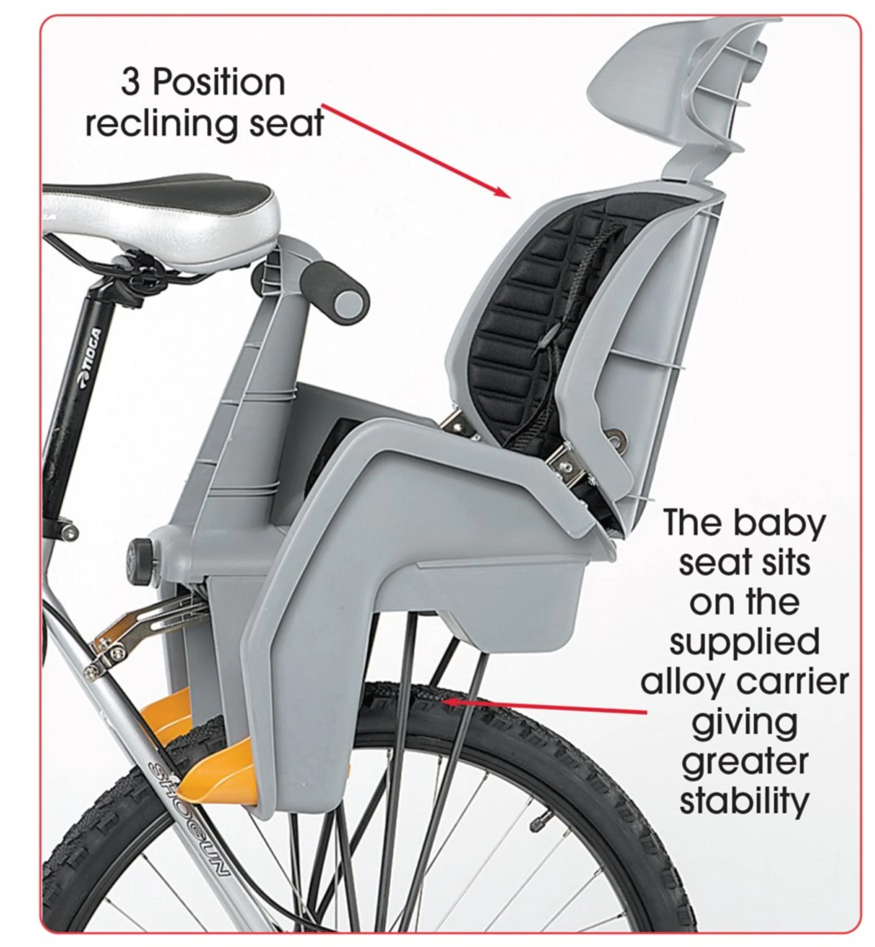 BETO BABY SEAT DELUXE W/RACK GREY - Image 2