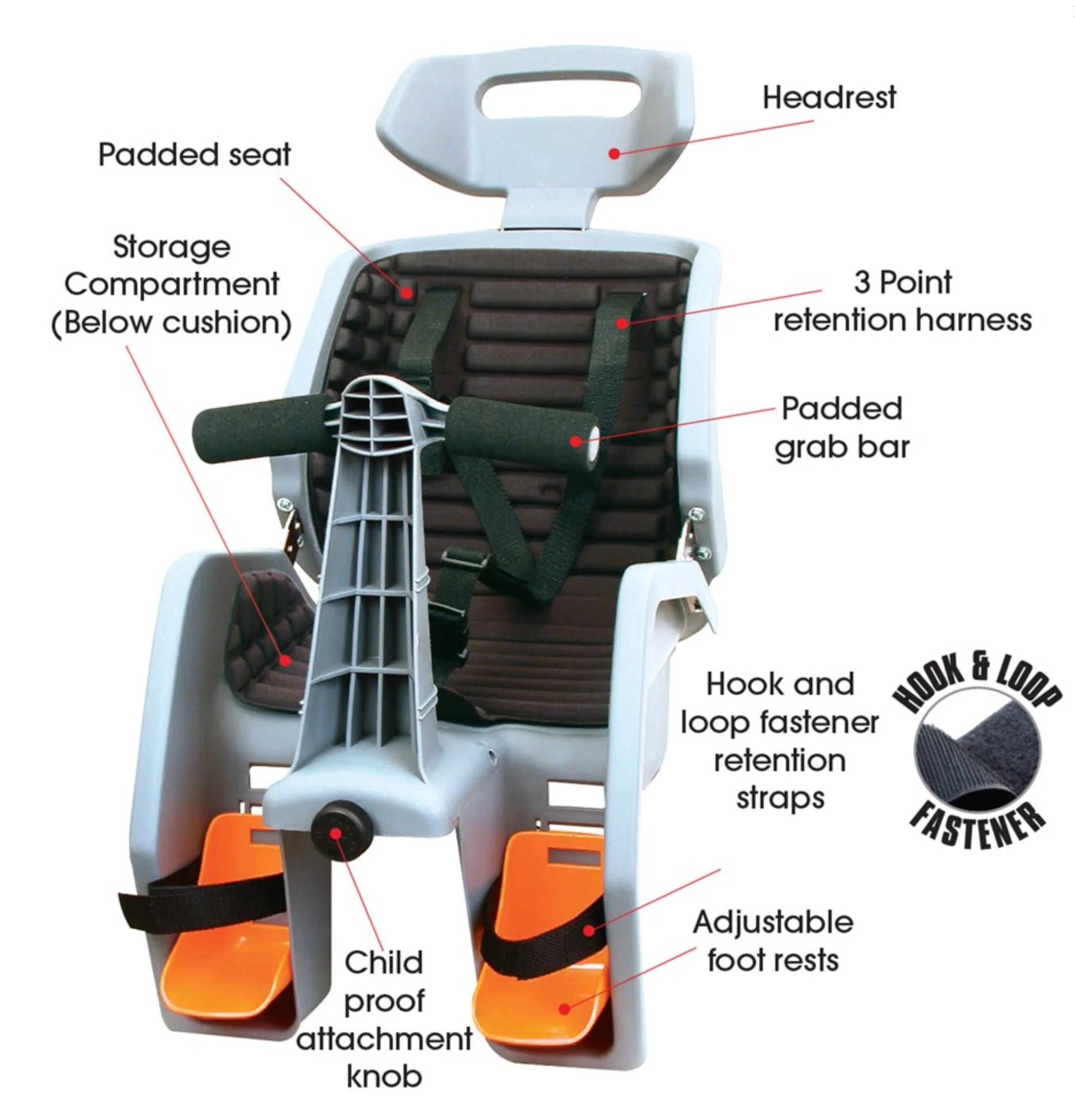 BETO BABY SEAT DELUXE W/RACK GREY - Image 3