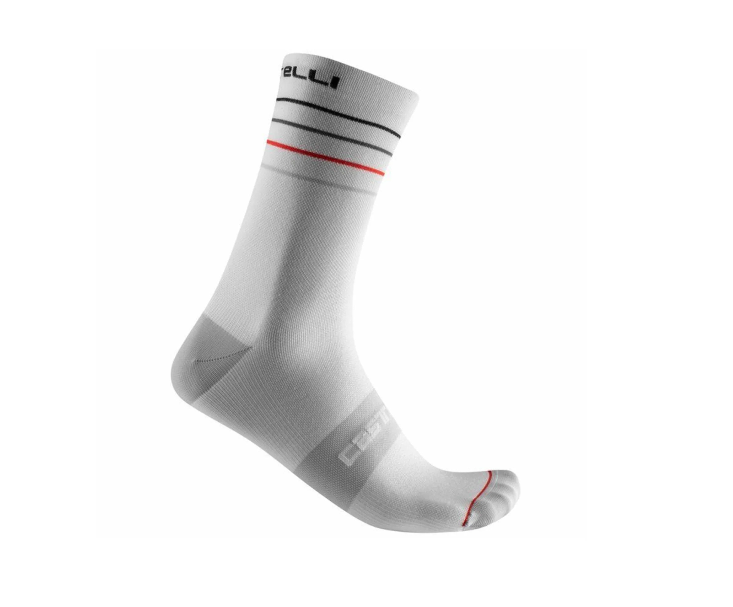 CASTELLI ENDURANCE 15 SOCK WHITE/BLACK/RED - XXL (SIZE 44-47)
