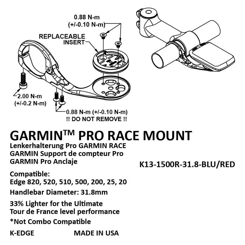 K-EDGE GARMIN PRO RACE MOUNT 31.9mm - BLACK - Image 3