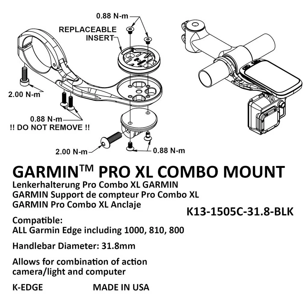 K-EDGE GARMIN PRO XL COMBO MOUNT 31.8mm - BLACK - Image 8