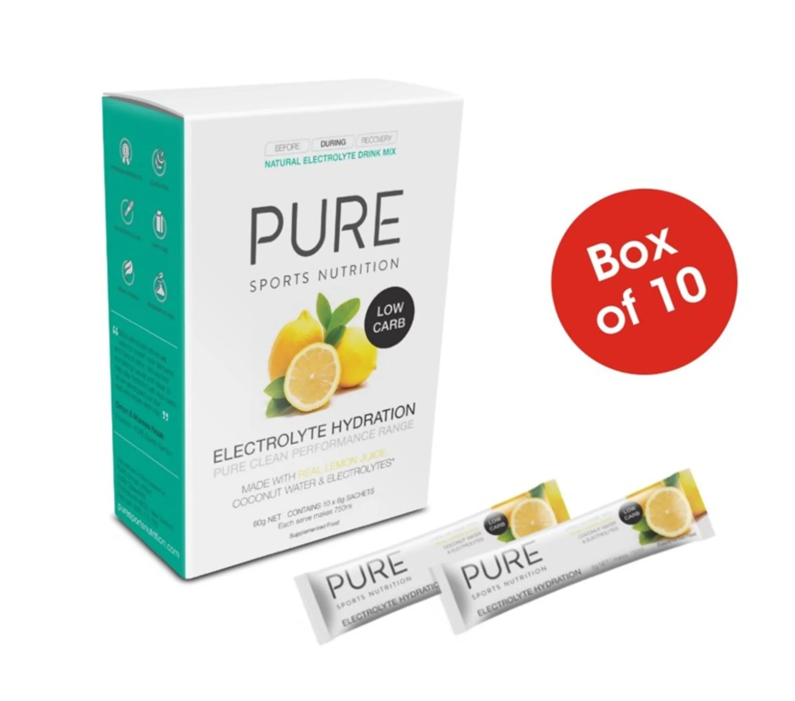 PURE ELECTROLYTE HYDRATION LOW CARB (6x10G SATCHETS) - LEMON