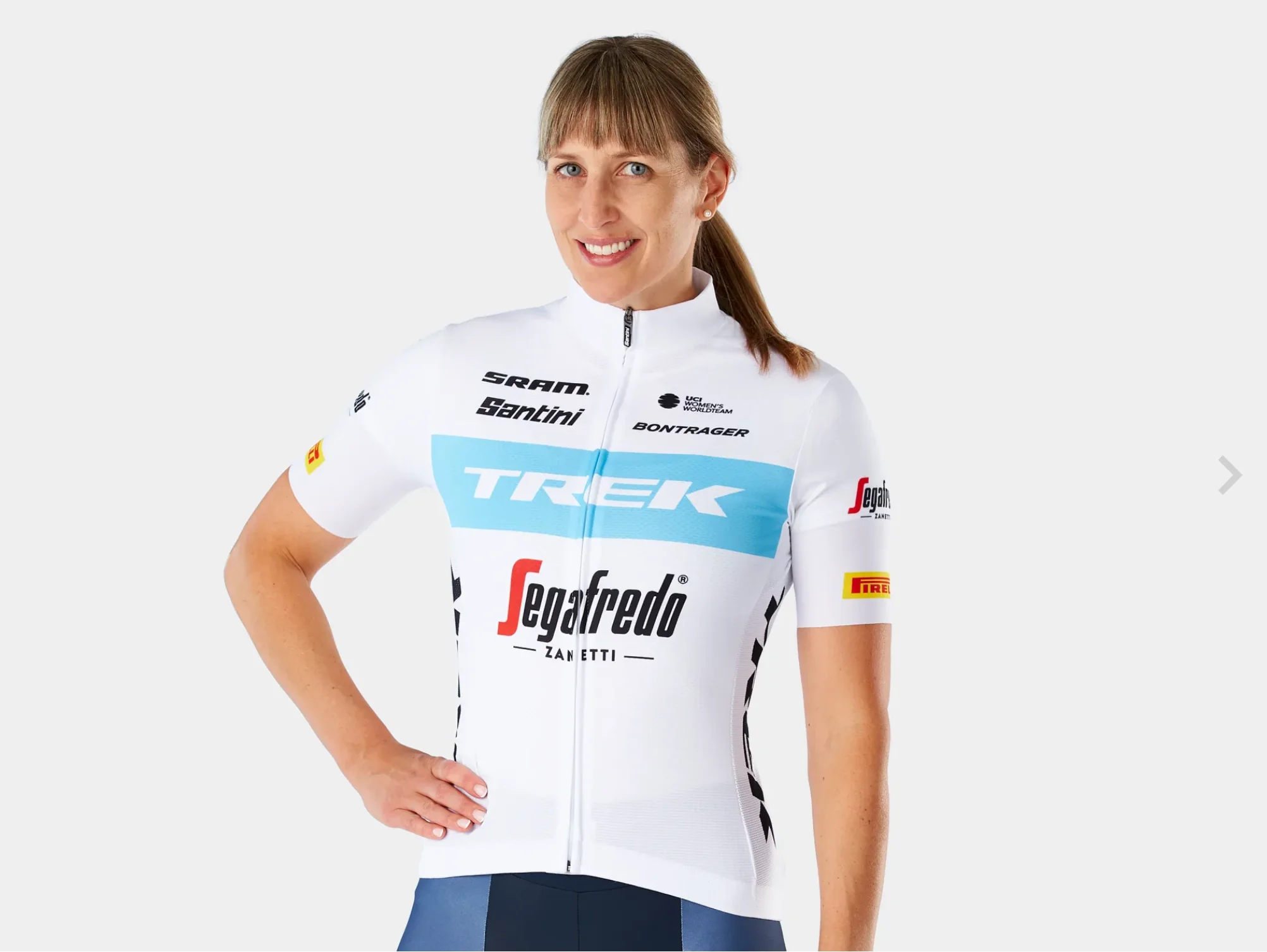 SANTINI TREK-SEGAFREDO W'S TEAM REPLICA JERSEY WHITE/LIGHT BLUE