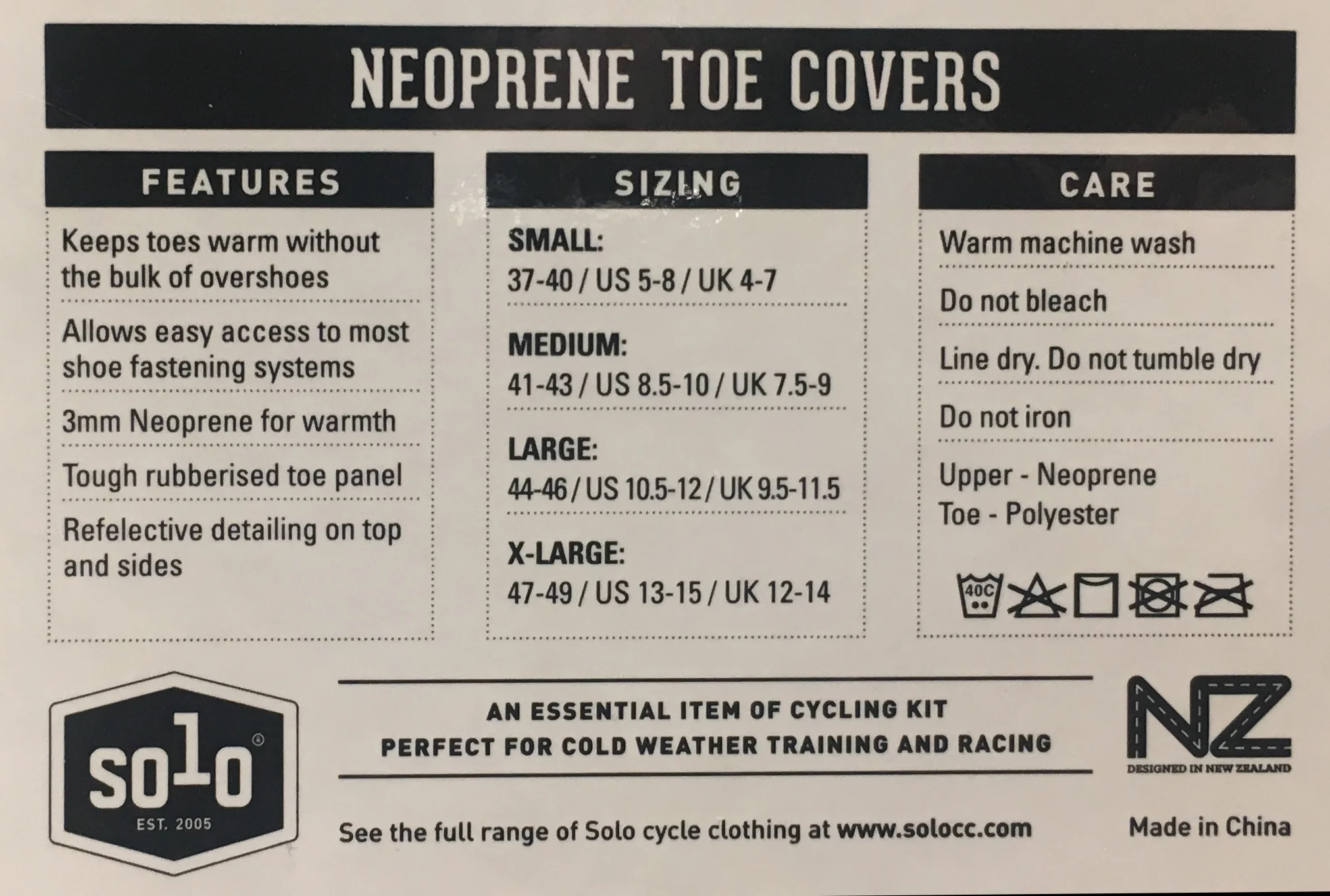 SOLO NEOPRENE TOES COVERS - BLACK - SMALL - Image 2